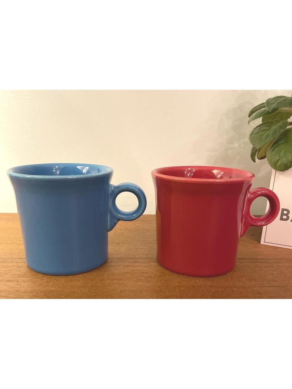 Vintage Fiesta Ring Mugs Periwinkle & Scarlett HLC USA Ceramic Coffee Mugs 2